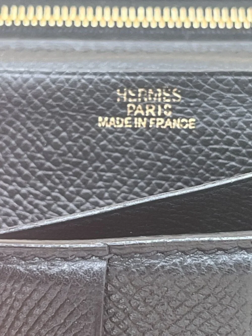 Hermes Bearn Wallet Black Epsom Leather Gold H Clasp Made in France